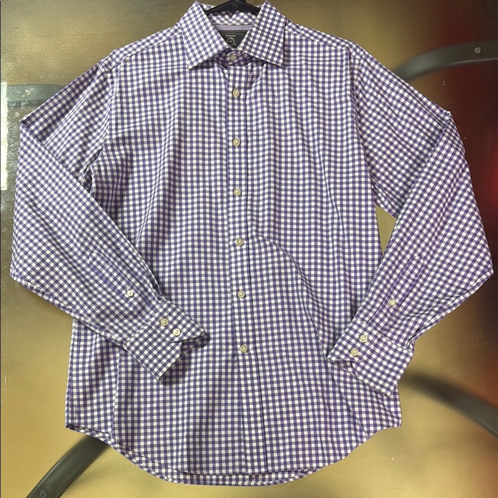 Marker & Company Purple Dress Shirt with Gingham Pattern